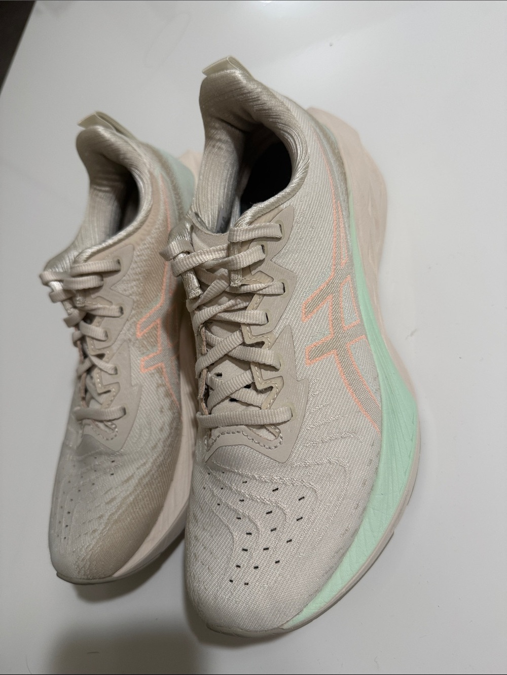 ASICS Novablast 4 Oatmeal Moonrock Women Sz 8.5